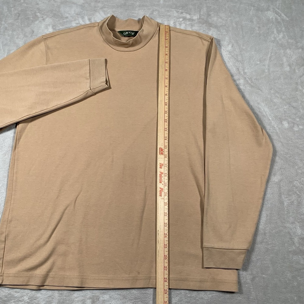 Orvis Mock Neck Sweatshirt Sweater Large Beige Stretch Long Sleeve Pullover - Picture 3 of 7